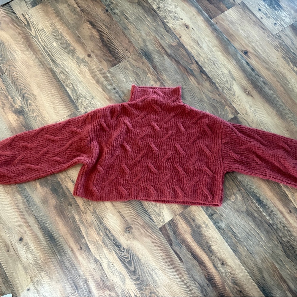 Dress Forum Burgundy Cable Knit Turtleneck Sweater